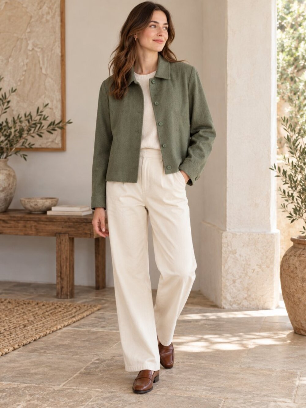 Pendleton 100% Virgin Wool Sage Green Tailored Jacket Petite 12 Made USA - Picture 9 of 9